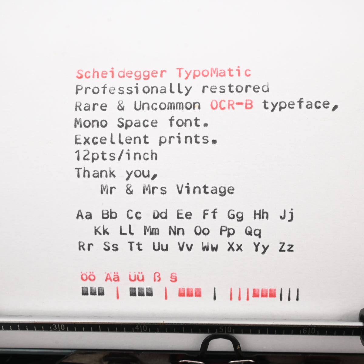 Scheidegger Typomatic Typewriter - Extremely rare san serif OCR-B