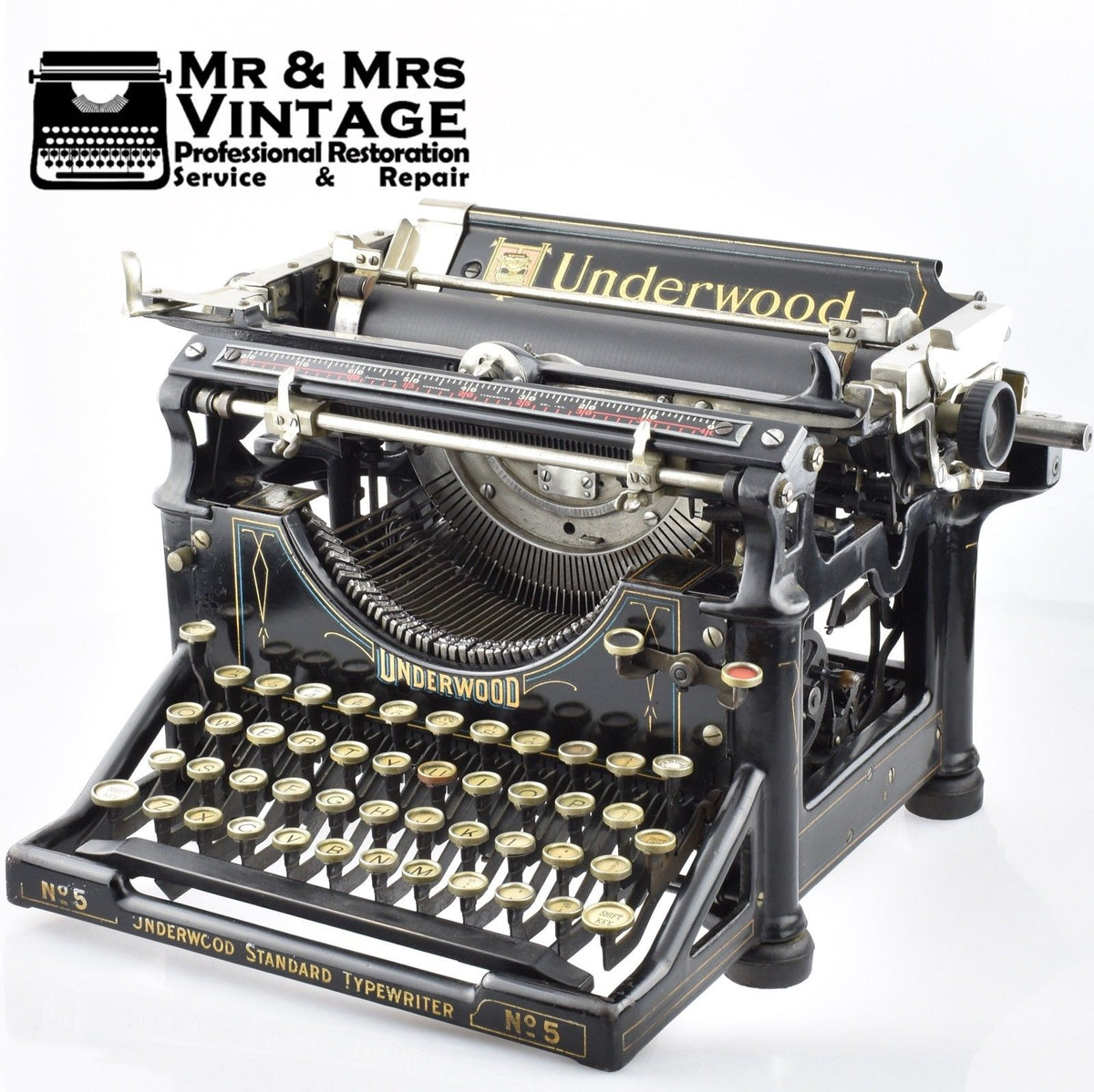 置物 Underwood Standard Typewriter No.5 1916 Pristine Underwood Number 5 Typewriter 