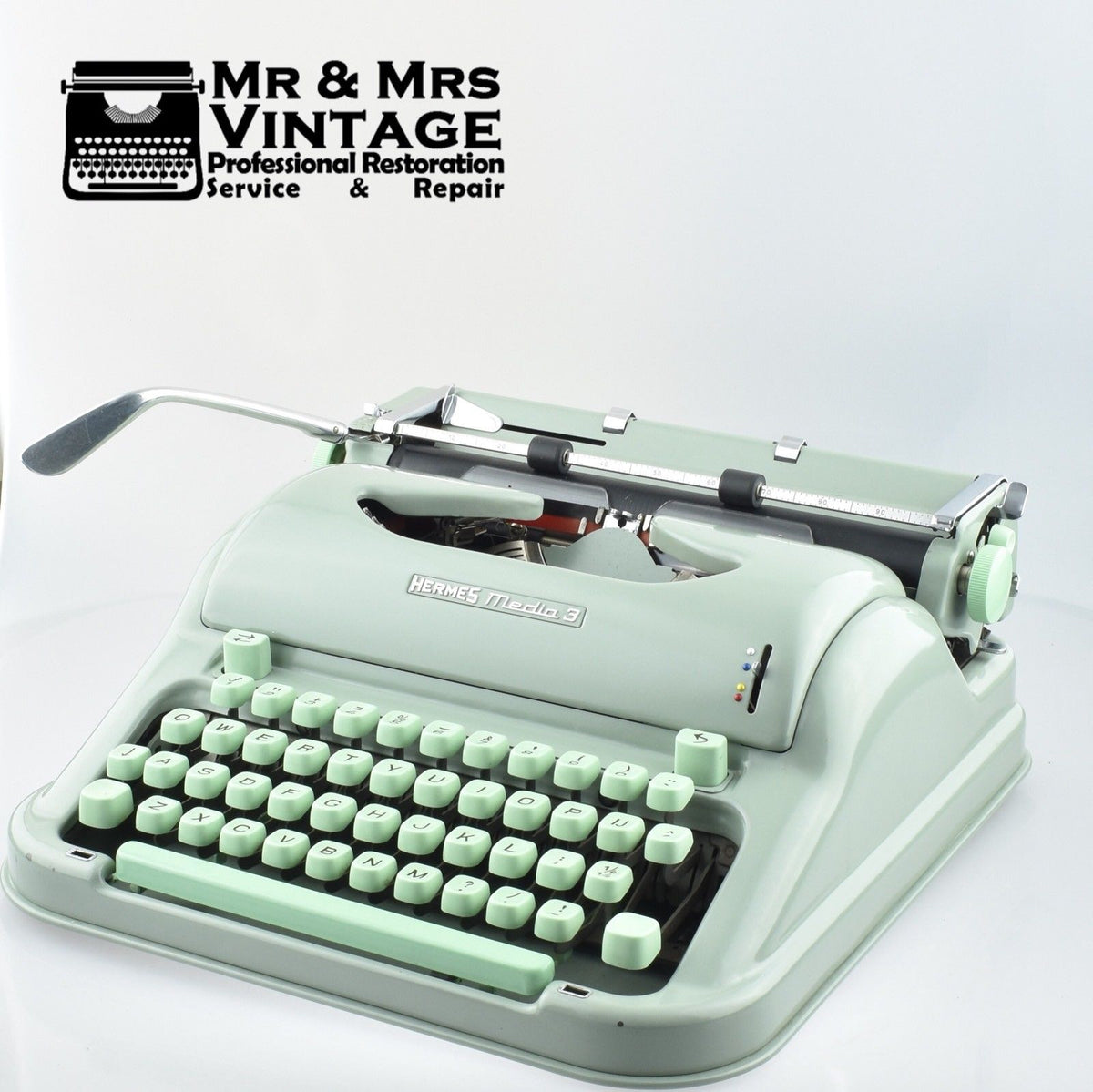 Hermes Media 3 Typewriter Green Keys 